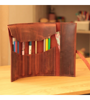 Leather pencil roll case