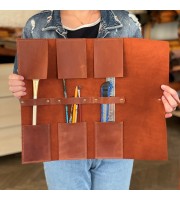 Leather paint brush roll