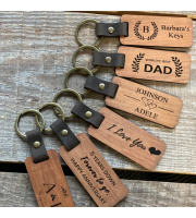 Wood Engraved Keychain 