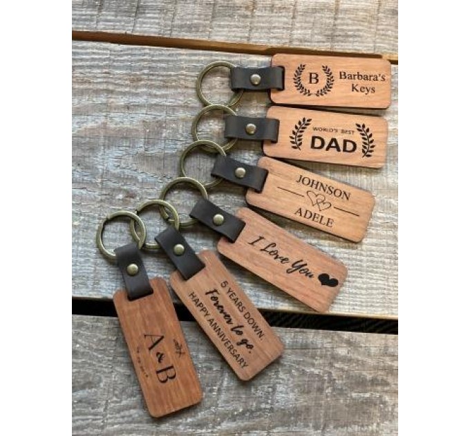 Wood Engraved Keychain 