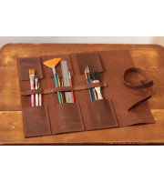 Leather paint brush roll