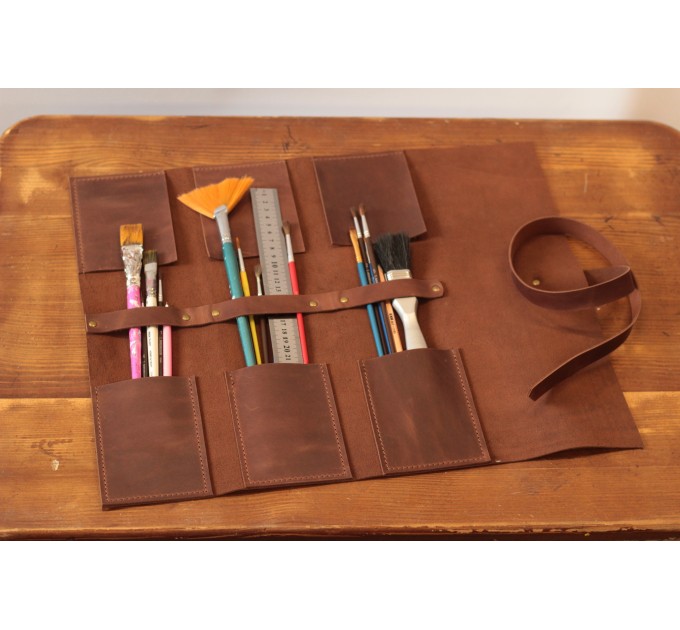 Leather Paint Brush Roll